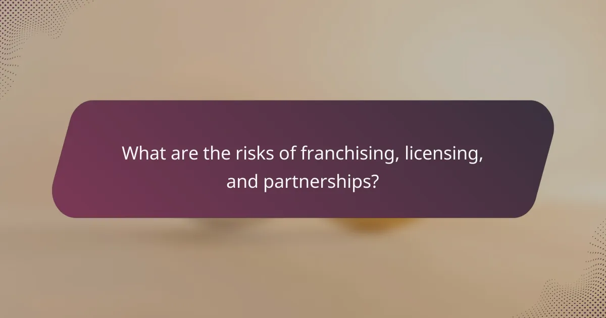 What are the risks of franchising, licensing, and partnerships?