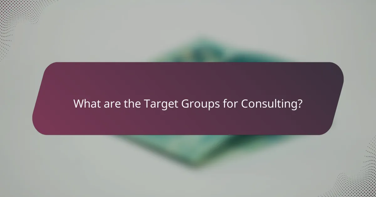 What are the Target Groups for Consulting?